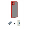 MARSİLYAN™- iPhone 12 Kılıf Ahenk Çizgi Serisi - Şeffaf Pasifik Cam Ekran Koruyucu + Metal Kamera Lens Koruma Cam - AKYL