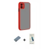 MARSİLYAN™- iPhone 12 Kılıf Ahenk Çizgi Serisi - Şeffaf Pasifik Cam Ekran Koruyucu + Shine Kamera Lens Koruma Cam - GS