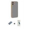 MARSİLYAN™- iPhone 12 Kılıf Ahenk Çizgi Serisi - Şeffaf Pasifik Cam Ekran Koruyucu + Shine Kamera Lens Koruma Cam - GS