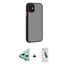 MARSİLYAN™- iPhone 12 Kılıf Ahenk Çizgi Serisi - Şeffaf Pasifik Cam Ekran Koruyucu + Raze Metal Kamera Lens - MI