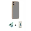 MARSİLYAN™- iPhone 12 Kılıf Ahenk Çizgi Serisi - Şeffaf Pasifik Cam Ekran Koruyucu + Raze Metal Kamera Lens - MI