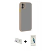 MARSİLYAN™- iPhone 12 Kılıf Ahenk Çizgi Serisi - Şeffaf Pasifik Cam Ekran Koruyucu + Rainbow Kamera Lens Koruma Cam - MR