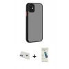 MARSİLYAN™- iPhone 12 Kılıf Ahenk Çizgi Serisi - Şeffaf Pasifik Cam Ekran Koruyucu + Rainbow Kamera Lens Koruma Cam - MR