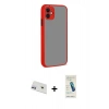 MARSİLYAN™- iPhone 12 Kılıf Ahenk Çizgi Serisi - Şeffaf Pasifik Cam Ekran Koruyucu + Rainbow Kamera Lens Koruma Cam - MR