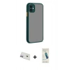 MARSİLYAN™- iPhone 12 Kılıf Ahenk Çizgi Serisi - Şeffaf Pasifik Cam Ekran Koruyucu + Rainbow Kamera Lens Koruma Cam - MR