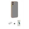 MARSİLYAN™- iPhone 12 Kılıf Ahenk Çizgi Serisi - Şeffaf Pasifik Cam Ekran Koruyucu + Renkli Kamera Lens Koruma Cam - PE