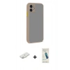 MARSİLYAN™- iPhone 12 Kılıf Ahenk Çizgi Serisi - Şeffaf Pasifik Cam Ekran Koruyucu + Renkli Kamera Lens Koruma Cam - SI