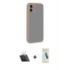 MARSİLYAN™- iPhone 12 Kılıf Ahenk Çizgi Serisi - Şeffaf Pasifik Cam Ekran Koruyucu + Şeffaf Kamera Lens Koruma Cam