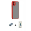 MARSİLYAN™- iPhone 12 Kılıf Ahenk Çizgi Serisi - Şeffaf Pasifik Cam Ekran Koruyucu + Shine Kamera Lens Koruma Cam - GD