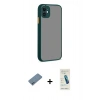 MARSİLYAN™- iPhone 12 Kılıf Ahenk Çizgi Serisi - Şeffaf Pasifik Cam Ekran Koruyucu + Shine Kamera Lens Koruma Cam - MI