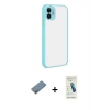 MARSİLYAN™- iPhone 12 Kılıf Ahenk Çizgi Serisi - Şeffaf Pasifik Cam Ekran Koruyucu + Shine Kamera Lens Koruma Cam - SABE
