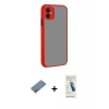 MARSİLYAN™- iPhone 12 Kılıf Ahenk Çizgi Serisi - Şeffaf Pasifik Cam Ekran Koruyucu + Shine Kamera Lens Koruma Cam - SABE