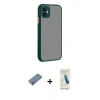 MARSİLYAN™- iPhone 12 Kılıf Ahenk Çizgi Serisi - Şeffaf Pasifik Cam Ekran Koruyucu + Shine Kamera Lens Koruma Cam - SABE