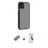 MARSİLYAN™- iPhone 12 Kılıf Ahenk Çizgi Serisi - Şeffaf Pasifik Cam Ekran Koruyucu + Shine Kamera Lens Koruma Cam - SABE