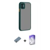 MARSİLYAN™- iPhone 12 Kılıf Ahenk Çizgi Serisi - Siyah Bilvis 5in1 3D Magic Cam Ekran Koruyucu + Metal Kamera Lens Koruma Cam - AKYL