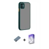 MARSİLYAN™- iPhone 12 Kılıf Ahenk Çizgi Serisi - Siyah Bilvis 5in1 3D Magic Cam Ekran Koruyucu + Shine Kamera Lens Koruma Cam - GI