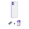 MARSİLYAN™- iPhone 12 Kılıf Ahenk Çizgi Serisi - Siyah Bilvis 5in1 3D Magic Cam Ekran Koruyucu + Shine Kamera Lens Koruma Cam - GI
