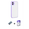 MARSİLYAN™- iPhone 12 Kılıf Ahenk Çizgi Serisi - Siyah Bilvis 5in1 3D Magic Cam Ekran Koruyucu + Metal Kamera Lens Koruma Cam - KI