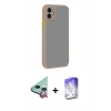 MARSİLYAN™- iPhone 12 Kılıf Ahenk Çizgi Serisi - Siyah Bilvis 5in1 3D Magic Cam Ekran Koruyucu + Kırmızı Raze Metal Kamera Lens