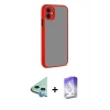 MARSİLYAN™- iPhone 12 Kılıf Ahenk Çizgi Serisi - Siyah Bilvis 5in1 3D Magic Cam Ekran Koruyucu + Mavi Raze Metal Kamera Lens
