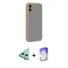 MARSİLYAN™- iPhone 12 Kılıf Ahenk Çizgi Serisi - Siyah Bilvis 5in1 3D Magic Cam Ekran Koruyucu + Mavi Raze Metal Kamera Lens