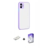 MARSİLYAN™- iPhone 12 Kılıf Ahenk Çizgi Serisi - Siyah Bilvis 5in1 3D Magic Cam Ekran Koruyucu + Renkli Kamera Lens Koruma Cam - PE