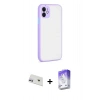 MARSİLYAN™- iPhone 12 Kılıf Ahenk Çizgi Serisi - Siyah Bilvis 5in1 3D Magic Cam Ekran Koruyucu + Rainbow Kamera Lens Koruma Cam - MR
