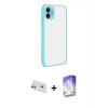 MARSİLYAN™- iPhone 12 Kılıf Ahenk Çizgi Serisi - Siyah Bilvis 5in1 3D Magic Cam Ekran Koruyucu + Rainbow Kamera Lens Koruma Cam - MR