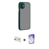 MARSİLYAN™- iPhone 12 Kılıf Ahenk Çizgi Serisi - Siyah Bilvis 5in1 3D Magic Cam Ekran Koruyucu + Rainbow Kamera Lens Koruma Cam - MR
