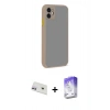 MARSİLYAN™- iPhone 12 Kılıf Ahenk Çizgi Serisi - Siyah Bilvis 5in1 3D Magic Cam Ekran Koruyucu + Rainbow Kamera Lens Koruma Cam - MR