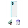 MARSİLYAN™- iPhone 12 Kılıf Ahenk Çizgi Serisi - Siyah Bilvis 5in1 3D Magic Cam Ekran Koruyucu + Raze Metal Kamera Lens - KI