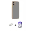 MARSİLYAN™- iPhone 12 Kılıf Ahenk Çizgi Serisi - Siyah Bilvis 5in1 3D Magic Cam Ekran Koruyucu + Renkli Kamera Lens Koruma Cam - SI