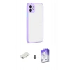MARSİLYAN™- iPhone 12 Kılıf Ahenk Çizgi Serisi - Siyah Bilvis 5in1 3D Magic Cam Ekran Koruyucu + Renkli Kamera Lens Koruma Cam - SI