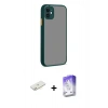 MARSİLYAN™- iPhone 12 Kılıf Ahenk Çizgi Serisi - Siyah Bilvis 5in1 3D Magic Cam Ekran Koruyucu + Renkli Kamera Lens Koruma Cam - SI
