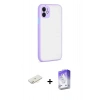 MARSİLYAN™- iPhone 12 Kılıf Ahenk Çizgi Serisi - Siyah Bilvis 5in1 3D Magic Cam Ekran Koruyucu + Renkli Kamera Lens Koruma Cam - SI