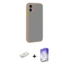 MARSİLYAN™- iPhone 12 Kılıf Ahenk Çizgi Serisi - Siyah Bilvis 5in1 3D Magic Cam Ekran Koruyucu + Renkli Kamera Lens Koruma Cam - SI