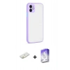 MARSİLYAN™- iPhone 12 Kılıf Ahenk Çizgi Serisi - Siyah Bilvis 5in1 3D Magic Cam Ekran Koruyucu + Renkli Kamera Lens Koruma Cam - TU