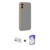 MARSİLYAN™- iPhone 12 Kılıf Ahenk Çizgi Serisi - Siyah Bilvis 5in1 3D Magic Cam Ekran Koruyucu + Rainbow Kamera Lens Koruma Cam - YL