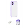 MARSİLYAN™- iPhone 12 Kılıf Ahenk Çizgi Serisi - Siyah Bilvis 5in1 3D Magic Cam Ekran Koruyucu + Renkli Kamera Lens Koruma Cam - YL