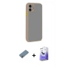MARSİLYAN™- iPhone 12 Kılıf Ahenk Çizgi Serisi - Siyah Bilvis 5in1 5D Magic Hayalet Cam Ekran Koruyucu + Metal Kamera Lens Koruma Cam - GD