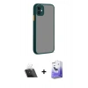 MARSİLYAN™- iPhone 12 Kılıf Ahenk Çizgi Serisi - Siyah Bilvis 5in1 5D Magic Hayalet Cam Ekran Koruyucu + Kamera Lens Koruma Cam - SF