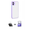 MARSİLYAN™- iPhone 12 Kılıf Ahenk Çizgi Serisi - Siyah Bilvis 5in1 5D Magic Hayalet Cam Ekran Koruyucu + Kamera Lens Koruma Cam - SF