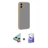 MARSİLYAN™- iPhone 12 Kılıf Ahenk Çizgi Serisi - Siyah Bilvis 5in1 5D Magic Hayalet Cam Ekran Koruyucu + Raze Metal Kamera Lens - KI