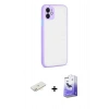 MARSİLYAN™- iPhone 12 Kılıf Ahenk Çizgi Serisi - Siyah Bilvis 5in1 5D Magic Hayalet Cam Ekran Koruyucu + Renkli Kamera Lens Koruma Cam - SI