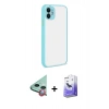 MARSİLYAN™- iPhone 12 Kılıf Ahenk Çizgi Serisi - Siyah Bilvis 5in1 5D Magic Hayalet Cam Ekran Koruyucu + Raze Metal Kamera Lens - KI