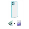 MARSİLYAN™- iPhone 12 Kılıf Ahenk Çizgi Serisi - Siyah Bilvis 5in1 5D Magic Hayalet Cam Ekran Koruyucu + Raze Metal Kamera Lens - MI
