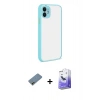 MARSİLYAN™- iPhone 12 Kılıf Ahenk Çizgi Serisi - Siyah Bilvis 5in1 5D Magic Hayalet Cam Ekran Koruyucu + Shine Kamera Lens Koruma Cam - GD
