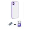 MARSİLYAN™- iPhone 12 Kılıf Ahenk Çizgi Serisi - Siyah Bilvis 5in1 5D Magic Hayalet Cam Ekran Koruyucu + Shine Kamera Lens Koruma Cam - MI