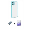 MARSİLYAN™- iPhone 12 Kılıf Ahenk Çizgi Serisi - Siyah Bilvis 5in1 5D Magic Hayalet Cam Ekran Koruyucu + Shine Kamera Lens Koruma Cam - MI
