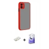 MARSİLYAN™- iPhone 12 Kılıf Ahenk Çizgi Serisi - Siyah Bilvis 5in1 5D Magic Hayalet Cam Ekran Koruyucu + Renkli Kamera Lens Koruma Cam - TU